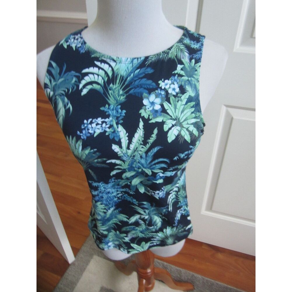 NWT  TOMMY BAHAMA ART OF PALMS TUMMY CONTROL  TANKINI TOP UPF 50  XXS